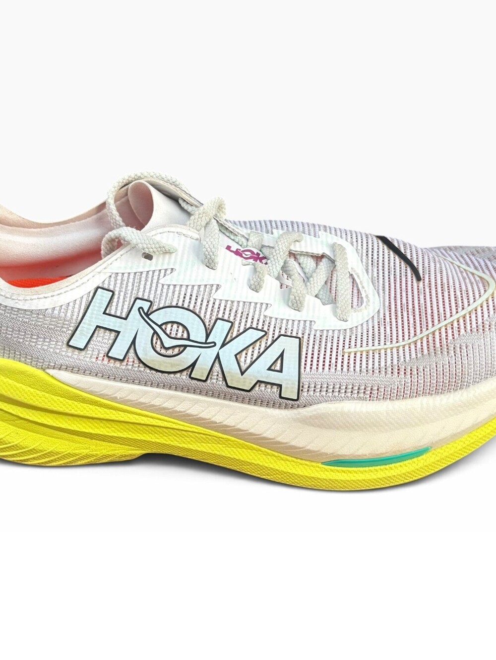 Hoka One One Mach X 2 Running Shoes Size Men's 10.5D White Neon Green Gym